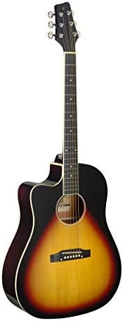 Stagg Cutaway Dreadnought-Gitarre für Linkshänder, Sunburst