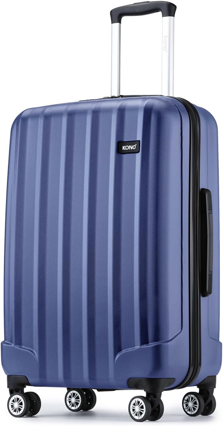 KONO Koffer Trolley Mittelgross Hartschale ABS Reisekoffer Rollkoffer Suitcase (Dunkelblau, L) Dunke