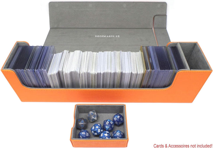 docsmagic.de Premium Magnetic Tray Long Box Orange Large - Card Deck Storage - Kartenbox Aufbewahrun