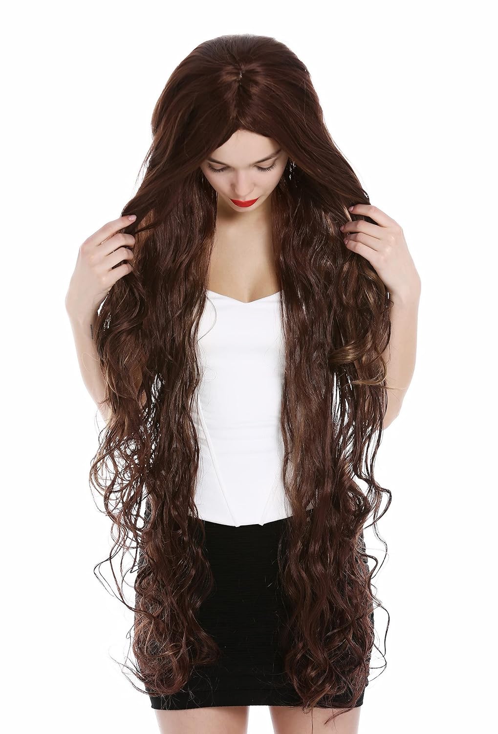 WIG ME UP - VK-40-33H27 Perücke Damenperücke extrem lang Rapunzel leicht gelockt gewellt Mittelschei