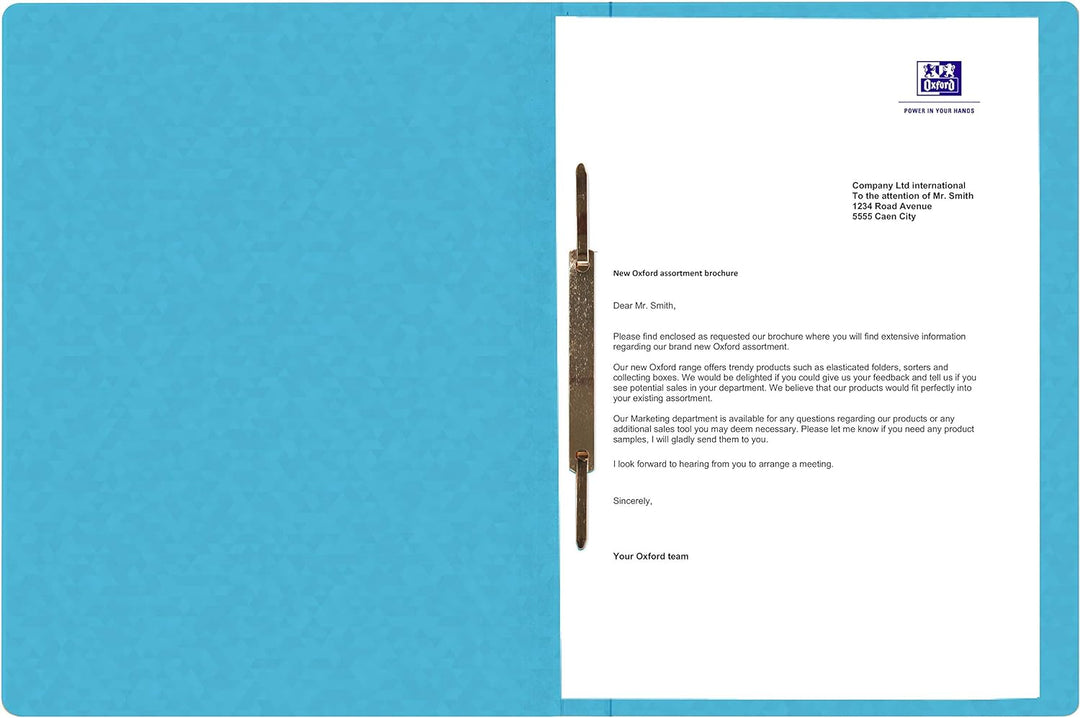 Oxford Schnellhefter A4, aus Karton, hellblau, 25 Stück hellblau Single, hellblau Single