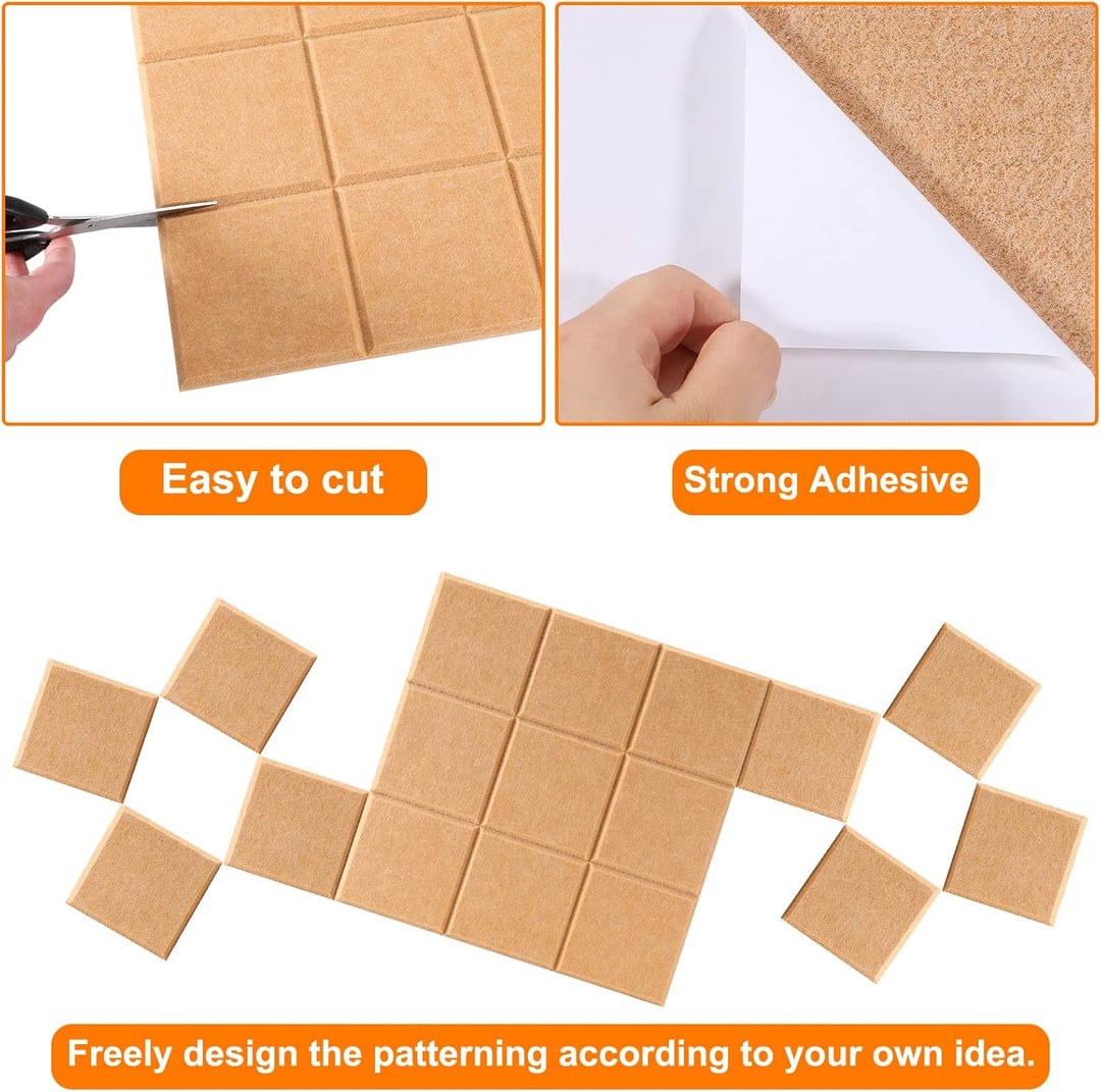 Uoisaiko Grosse Filz Pinnwand Selbstklebend mit 30 Pinnnadeln, 6 Stück 30x30cm Filzboard Memotafeln