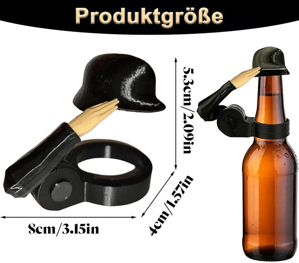 Bierhelm für Flaschen 6 Stück Bierflaschenverschluss Flaschenverschluss Bierflaschen, Soldat Salute