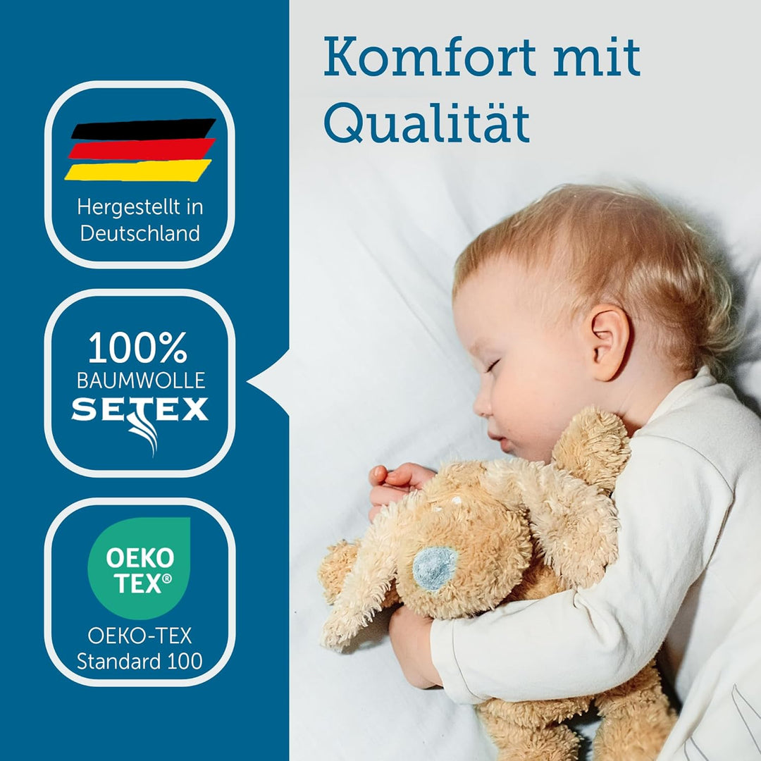 SETEX Wasserdichter Molton Matratzenschutz, 3-lagig, 80 x 200 cm, 100% Baumwolle, Generation, Weiss,