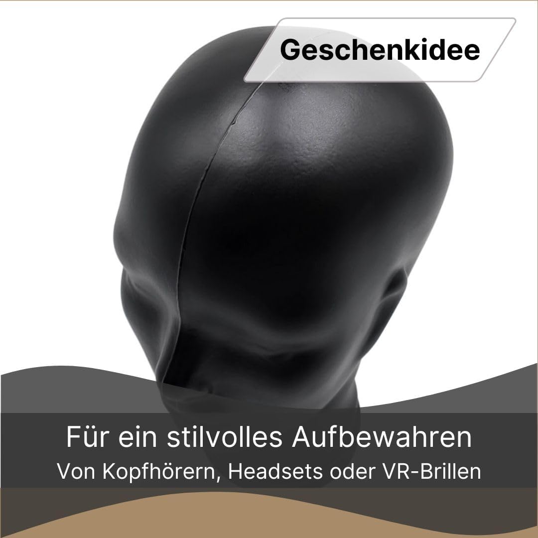 Glaskopf Ständer für Kopfhörer, Headset & VR-Brille – Dekorativer Kopf aus Glas – Design Kopfhörerha