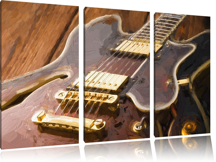Pixxprint E-Gitarre als Leinwandbild | Grösse: 3 Teilig (120x80) | Wandbild| Kunstdruck | fertig bes
