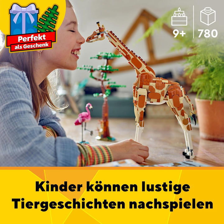 LEGO Creator 3in1 Tiersafari, Kreativ-Set mit Tierfiguren, 3 Baumöglichkeiten: Spielzeug-Giraffe, Ga