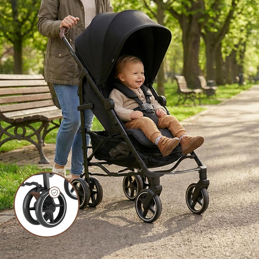 Deryan Bobbie Kinderwagen, Liegebuggy, Sportwagen, Leicht - 8,5kg, Drehbare Vorderräder, Verstellbar
