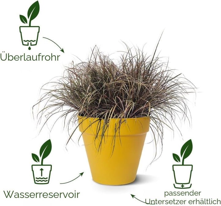 Elho Loft Urban Rund 40 - Blumentopf für Aussen - Ø 38.5 x H 35.3 cm - Gelb/Ocker ? 39 cm Ochre, ? 3