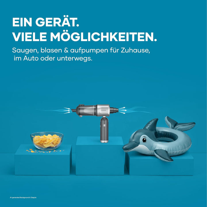 Severin 3-in-1 Akku-Handstaubsauger, Luftbläser & Aufpumper, Staubgebläse, für Luftmatratzen, Auto,