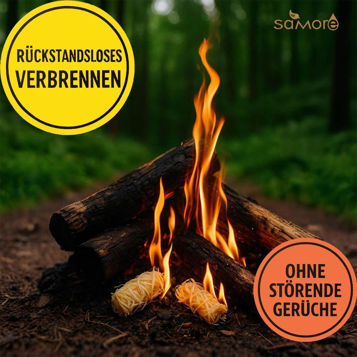 Samore Bio-Kaminanzünder und Öko-Grillanzünder aus Holzwolle, in pflanzlichem Wachs getränkt | Kohle
