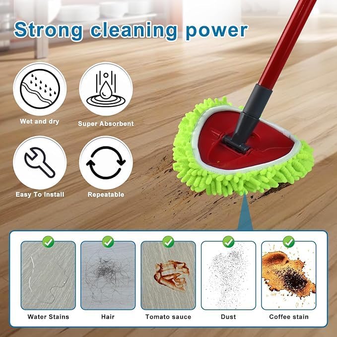 Drehmoppköpfe Mikrofaser Mop Pads für Wischmop Dreieck Spin Mop 360 Grad Drehmoppköpfe für alle Böde