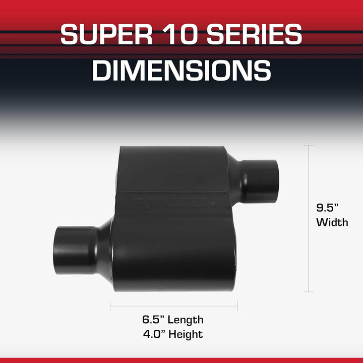 Flowmaster 842518 Super 10 Schalldämpfer 409S - 2,50 Offset IN / 2,50 Offset OUT - Aggressive Sound,