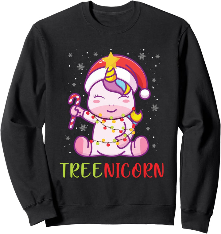 Einhorn Weihnachten Treenicorn Weihnachtsbaum Sweatshirt