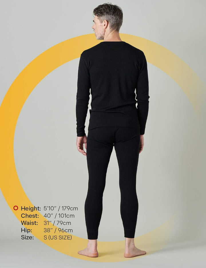 LAPASA Herren 100% Merinowolle Thermounterwäsche Set, Premium Merino Wolle Unterhemd & Unterhosen, T