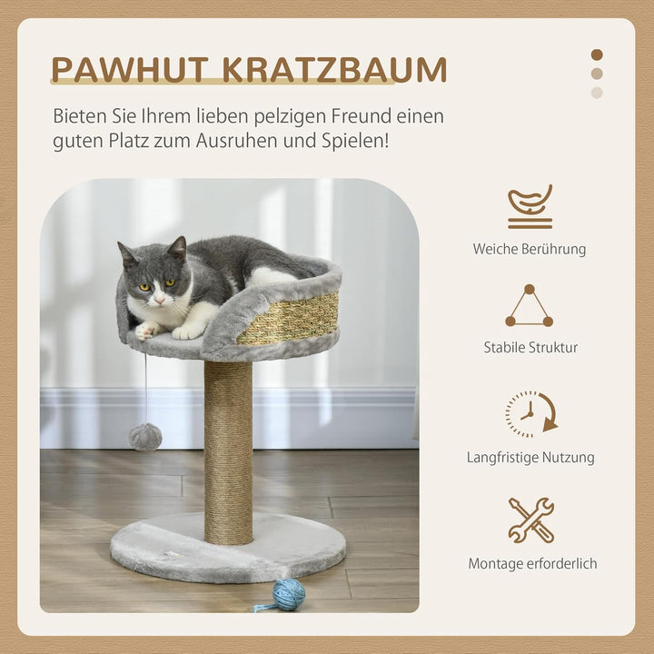 PawHut Kratzbaum 49 cm Kleiner Katzenturm mit Spielball, Sisalstämme, Plattform, Katzenkratzbaum, Kl