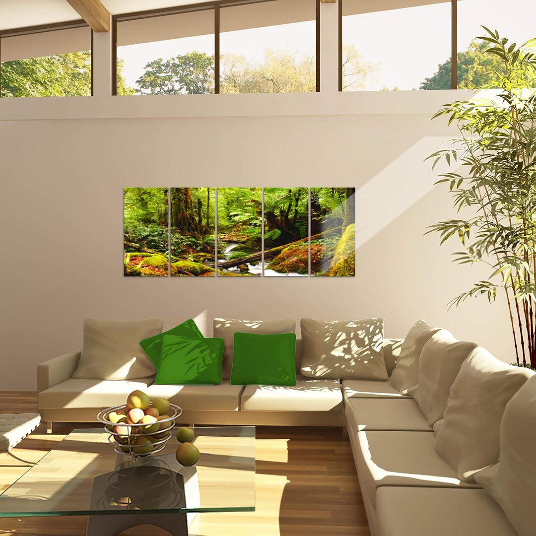Runa Art Bild Wald Landschaft Wandbilder auf Vlies Leinwand 5 Teilig Wanddekoration Schlafzimmer Woh
