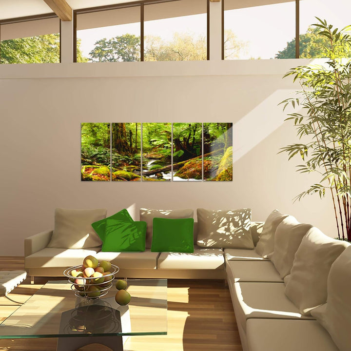 Runa Art Bild Wald Landschaft Wandbilder auf Vlies Leinwand 5 Teilig Wanddekoration Schlafzimmer Woh