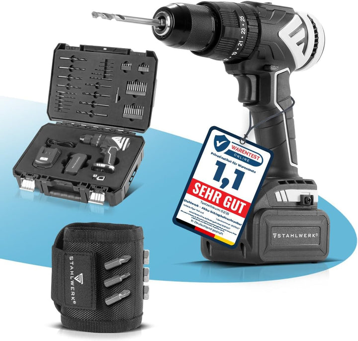 STAHLWERK Akku-Schlagbohrschrauber ASB-20 ST mit 20 Volt-System und Brushless-Technologie Akkuschrau