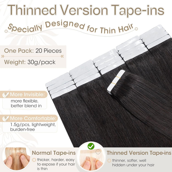 Elailite Tape Extensions Haarverlängerung - Invisible Tape Extensions Echthaar - Remy Real Human Hai