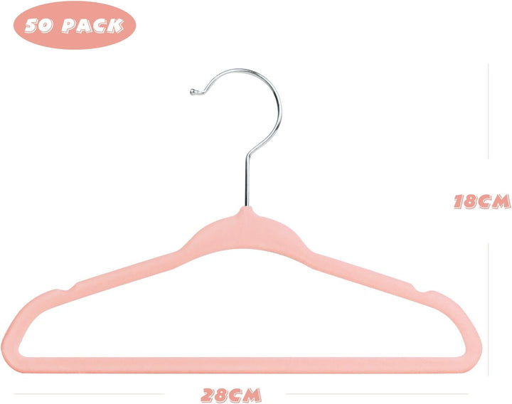 Mangokit Baby Samt Kleiderbügel 50 Pack, Anti-Rutsch-Kinder Kleiderbügel, platzsparende Baby rosa Kl