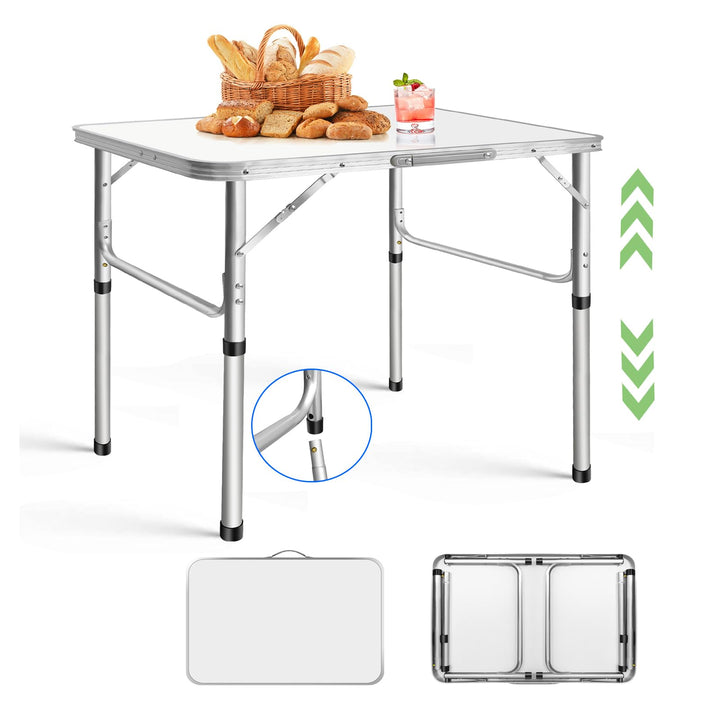 HSHa Buffettisch Tisch Klappbar Campingtisch Klapptisch Verstellbare Höhe 33/70cm, Camping-Aluminium