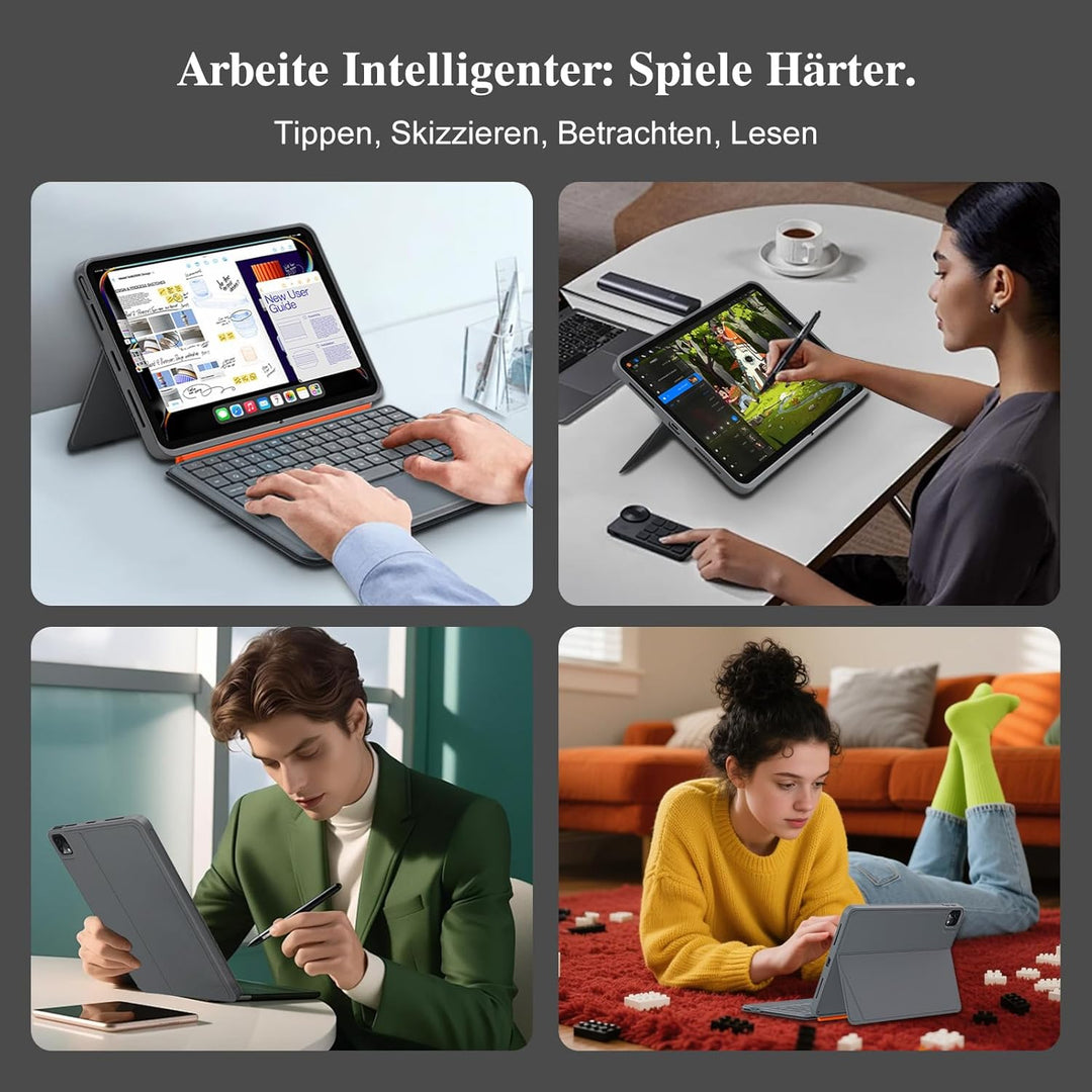 Tastatur Hülle für iPad Pro 11 Zoll (M5/M4 2025/2024), Magnetisch Abnehmbares Keyboard, Grosses Trac