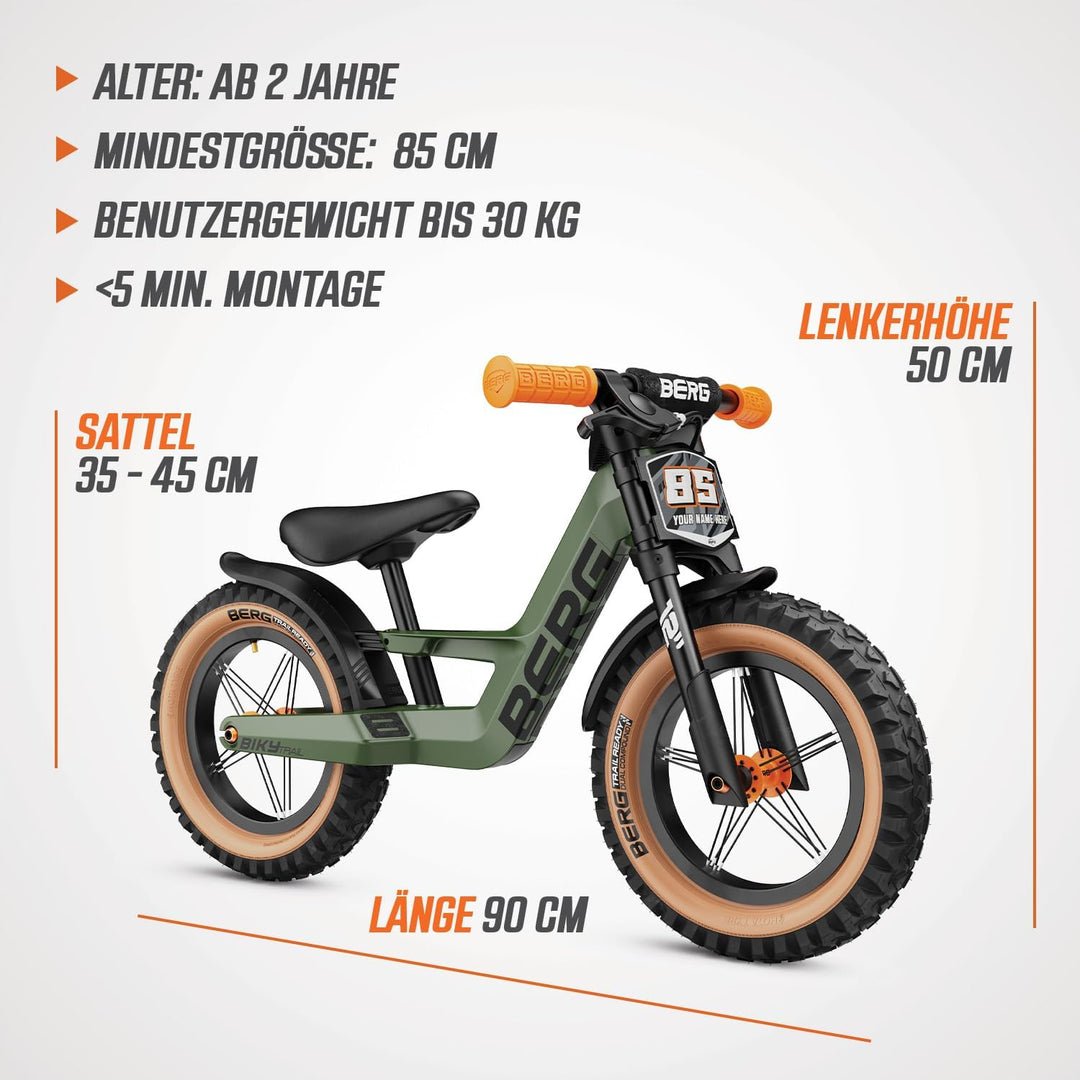Berg Biky Trail Laufrad mit Handbremse ab 2 Jahre, Luftreifen, Magnesiumrahmen, 12 Zoll, Kinderfahrr