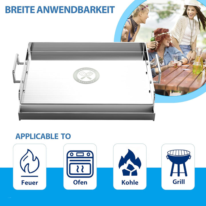 Universal BBQ Edelstahl Plancha Grillplatte Griddle mit gleichmässiger Heizung Arming, Grill für Gas