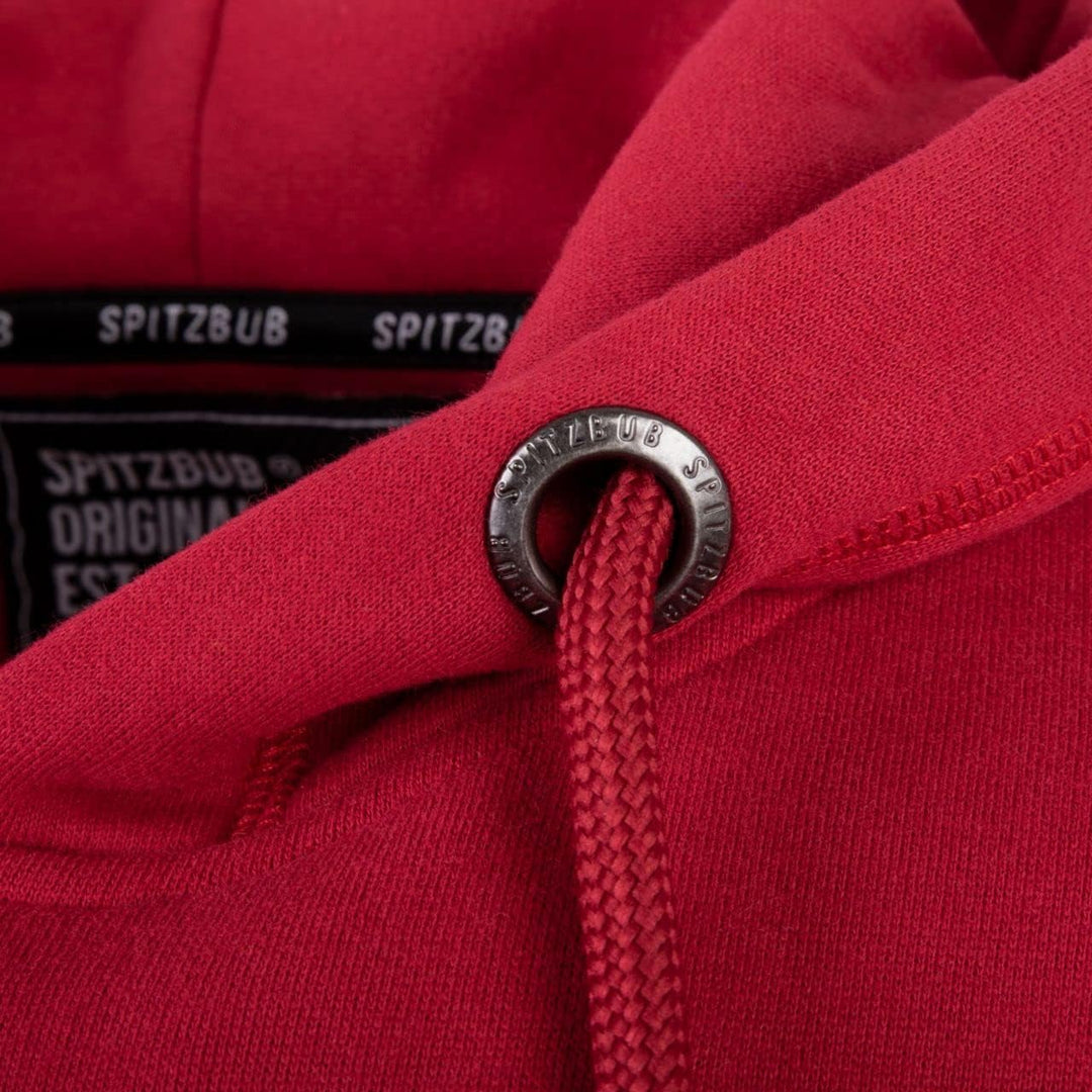 Spitzbub Herren Hoodie Pullover mit Kapuze Kapuzenpullover Sportshoodie mit Ärmelprint L Rot, L Rot