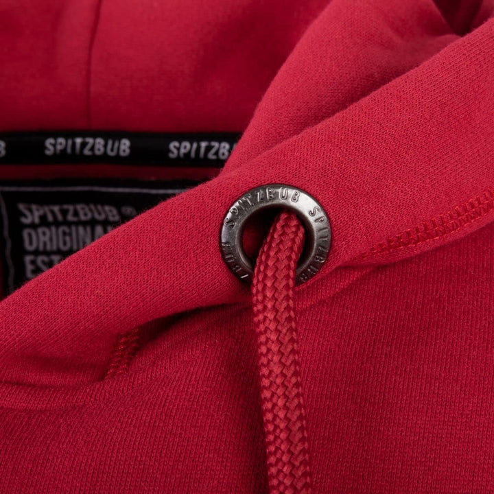 Spitzbub Herren Hoodie Pullover mit Kapuze Kapuzenpullover Sportshoodie mit Ärmelprint L Rot, L Rot