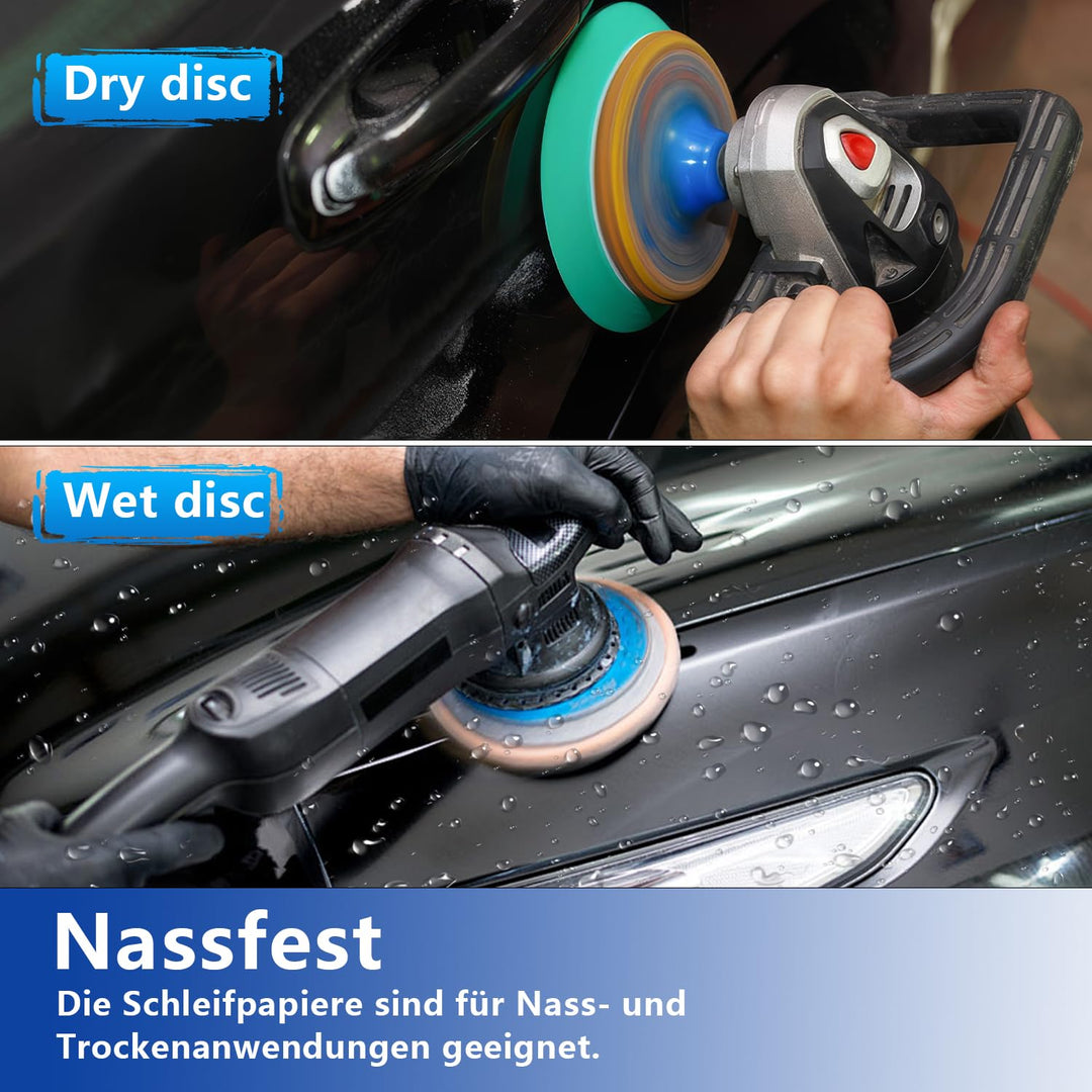 GZKTY Nassschleifpapier 125mm Klett - 80 Stück Schleifscheiben Set (600/800/1000/1200/1500/2000/3000