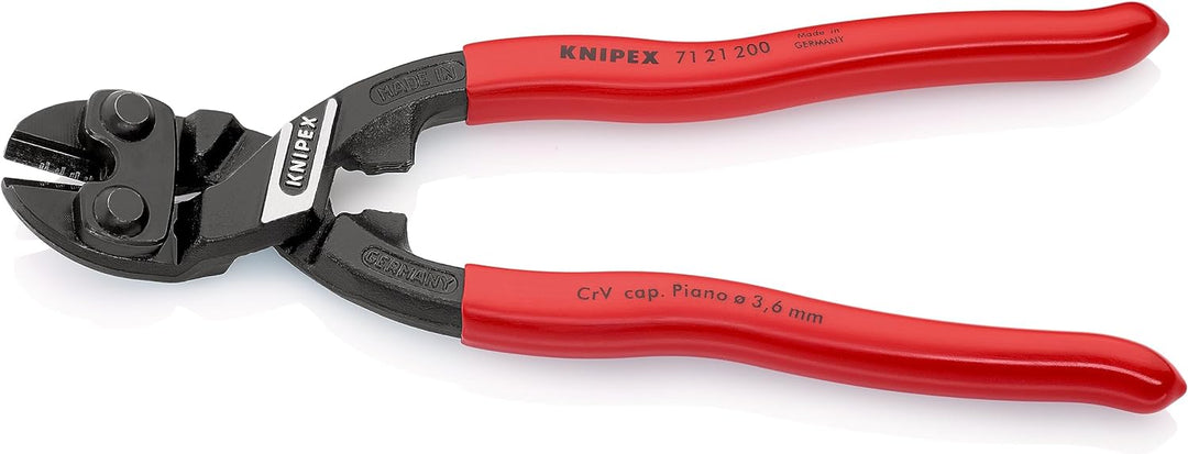 Knipex CoBolt® Kompakt-Bolzenschneider schwarz atramentiert, mit Kunststoff überzogen 200 mm 71 21 2