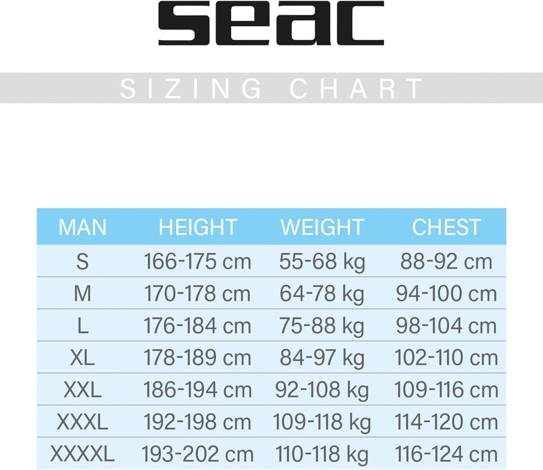 Seac Relax Long Man, 2.2 mm komfortabler, hochelastischer Neopren Nasstauchanzug Männer Damen zum Sp