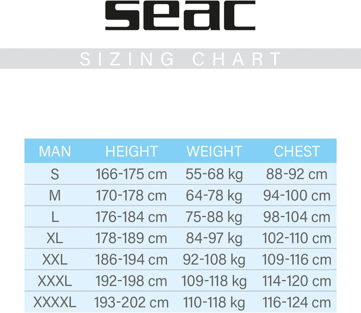 Seac Relax Long Man, 2.2 mm komfortabler, hochelastischer Neopren Nasstauchanzug Männer Damen zum Sp