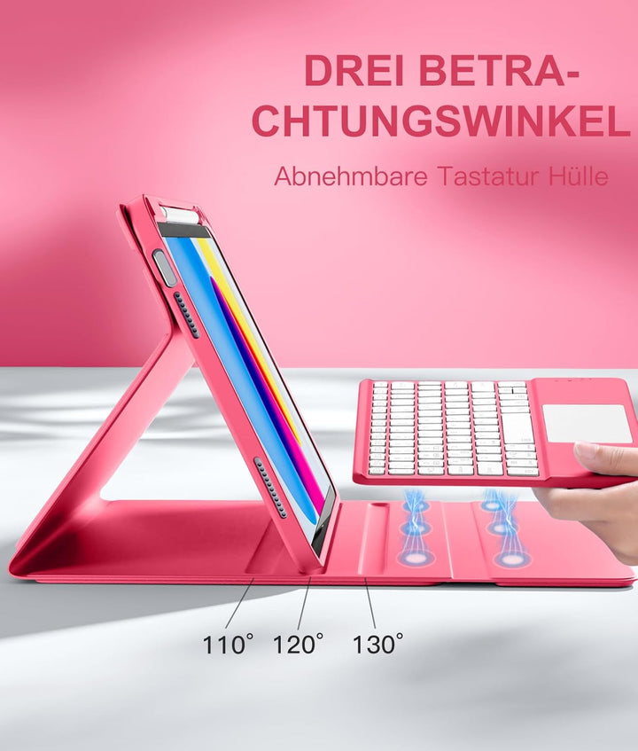 Vobafe Touchpad Hülle mit Tastatur für iPad A16 11 10 Generation 2025 2022, 11/10,9 Zoll, Magnetisch