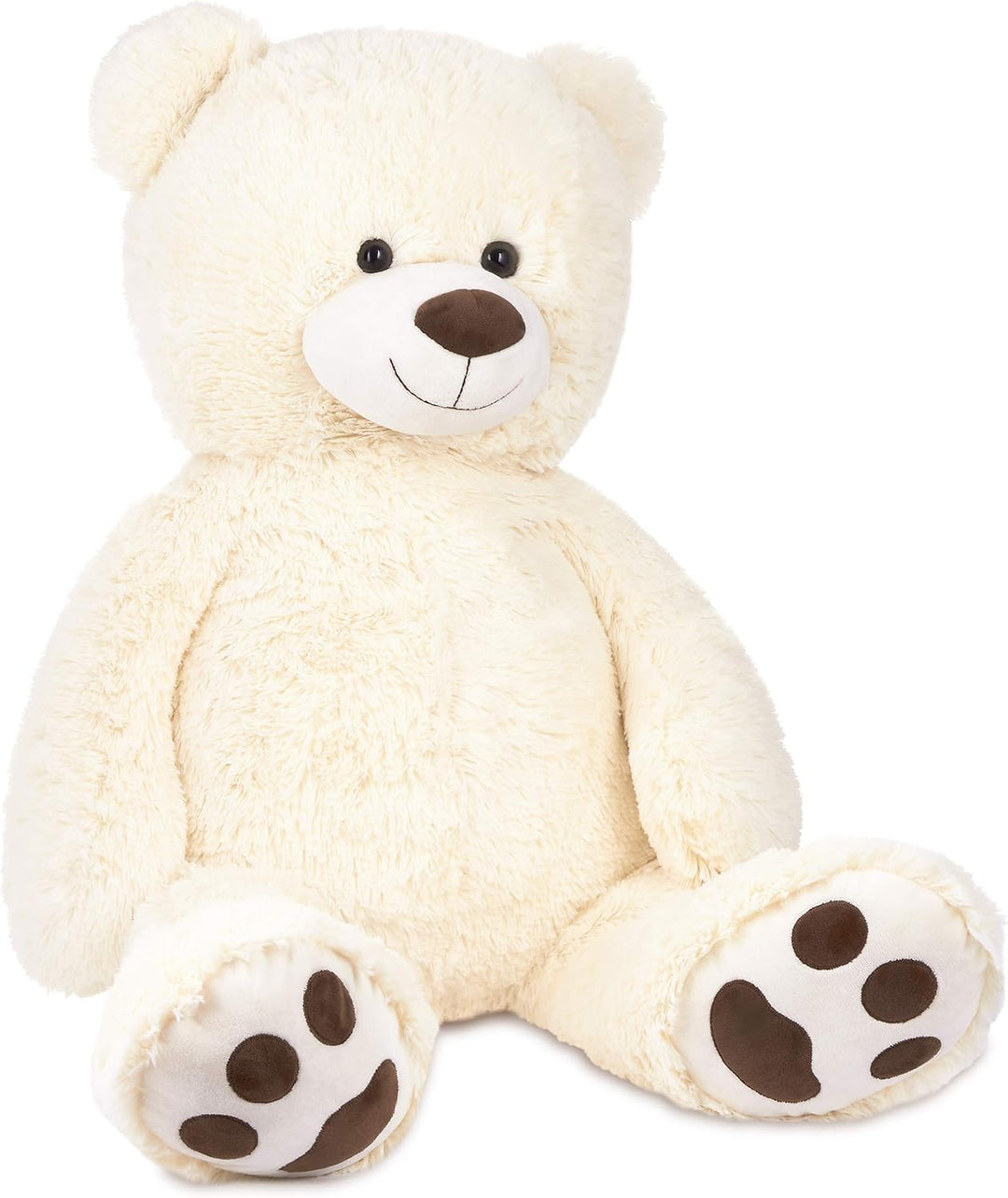 BRUBAKER XXL Teddybär 100 cm gross - Weiss - Stofftier Plüschtier Kuscheltier, Weiss