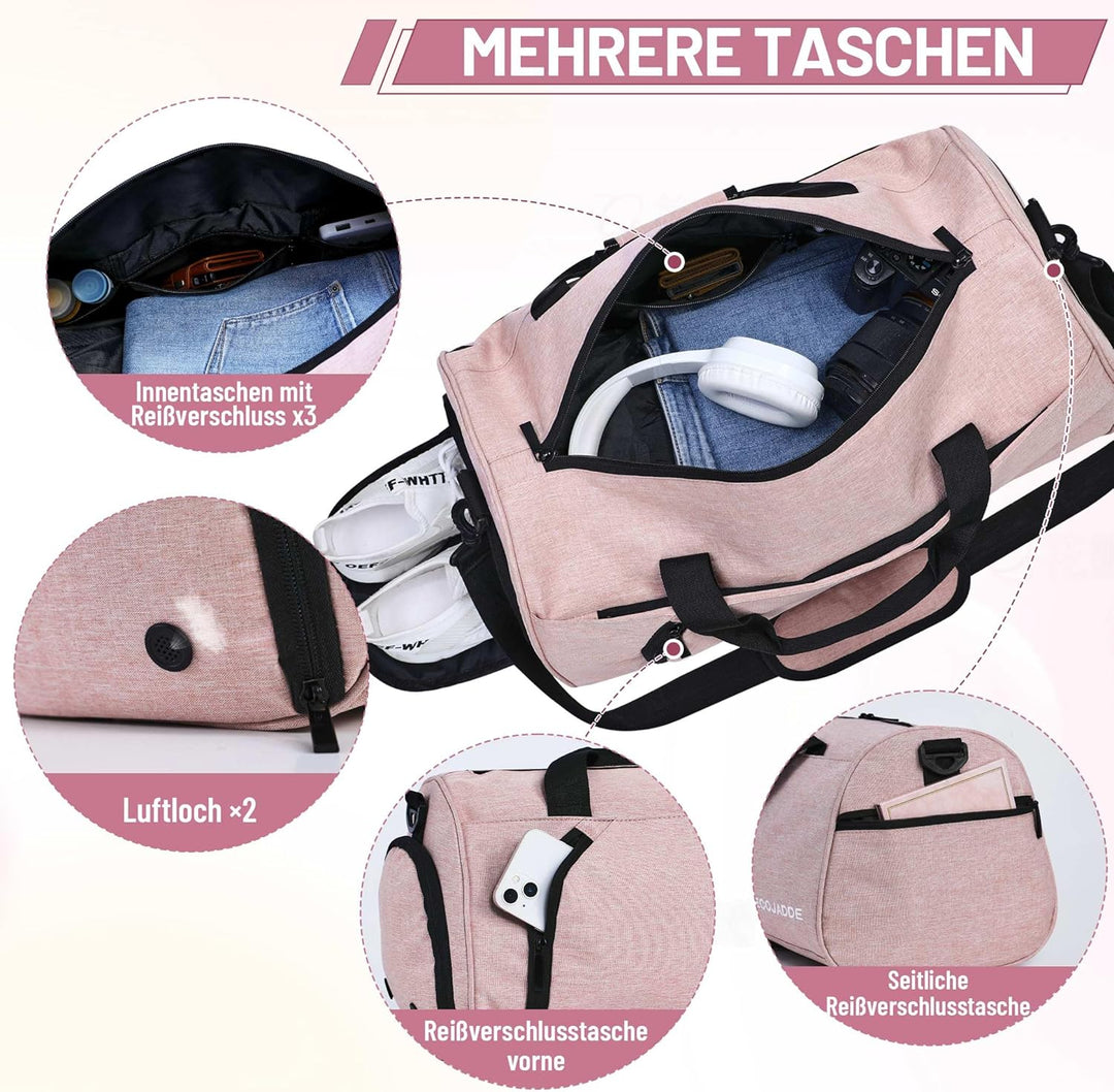 Sporttaschen für Damen und Herren, 35L Reisetasche Duffel Bag Übernachtungstasche mit Schuhfach &amp; Na
