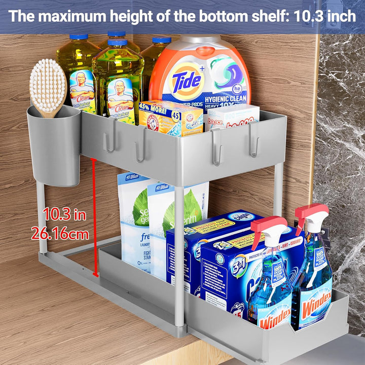 Puricon 2 Set Unter Waschbecken Regal, 2 Etagen Standregal Küche Arbeitsplatte Regal Organizer, Mehr