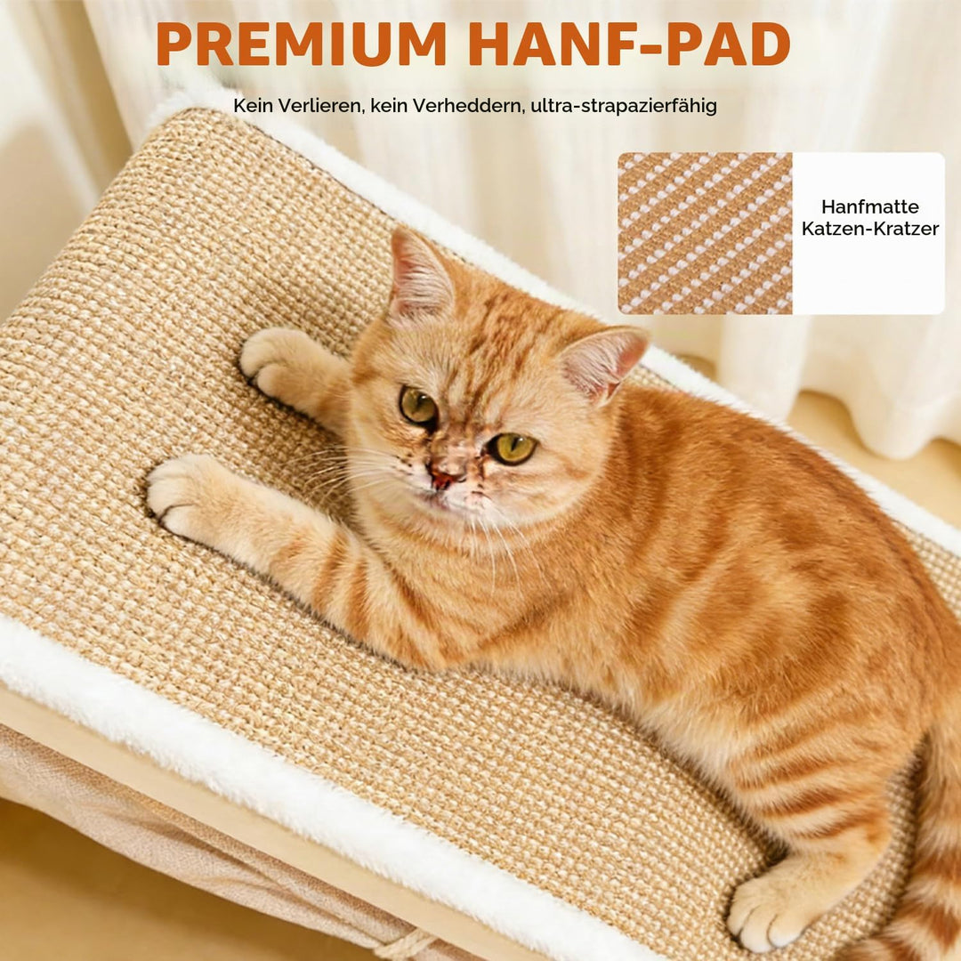 2-in-1 Katzenhaus mit Kratzbrett, Holz katzenzelt &amp; Sisal Kratzfläche als Gemütliche Katzenhöhle für