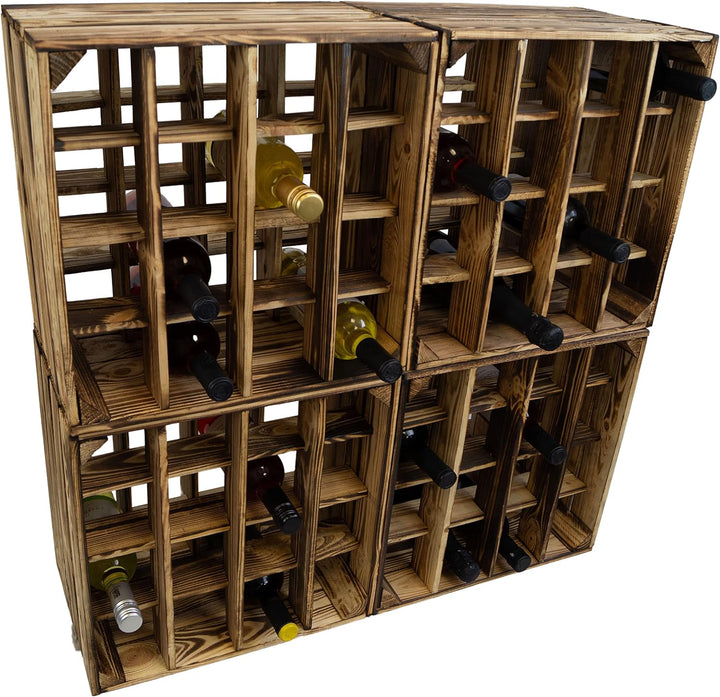 3er Set -Geflammtes Weinregal für bis zu 16 Flaschen 40x40x27 cm Kistenkolli Altes Land Wein Regal |