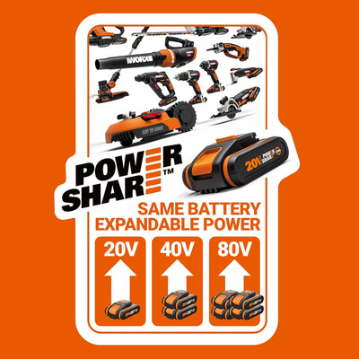 WORX WG633E Hydroshot Akku-Hochdruckreiniger 20V - 56 Bar Max. Druck - multifunktional zur Reinigung