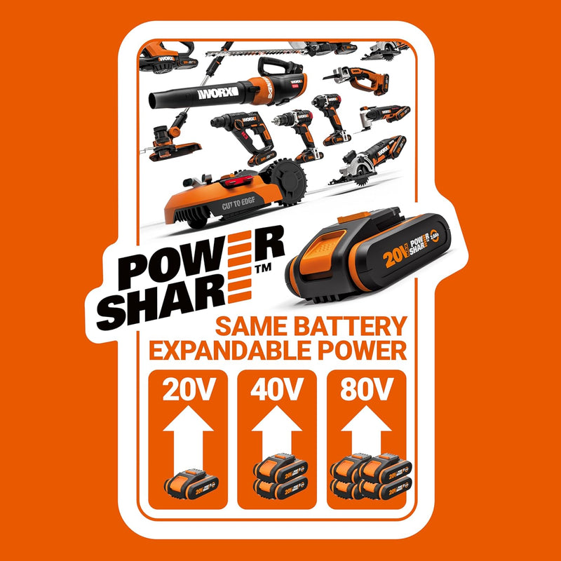 WORX WG633E Hydroshot Akku-Hochdruckreiniger 20V - 56 Bar Max. Druck - multifunktional zur Reinigung
