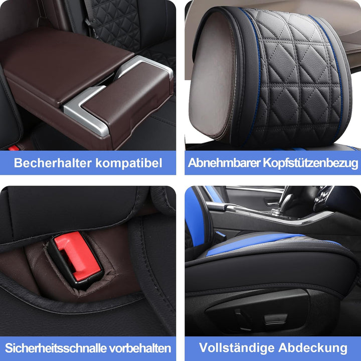 YOUXIU Autositzbezüge Wasserdicht Kunstleder Universell Auto-Schonbezüge Set für die meisten SUV PKW