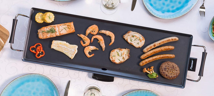 Bestron elektrischer Tischgrill, XL Plancha-/Teppanyaki-Grillplatte mit Antihaftbeschichtung, Grills