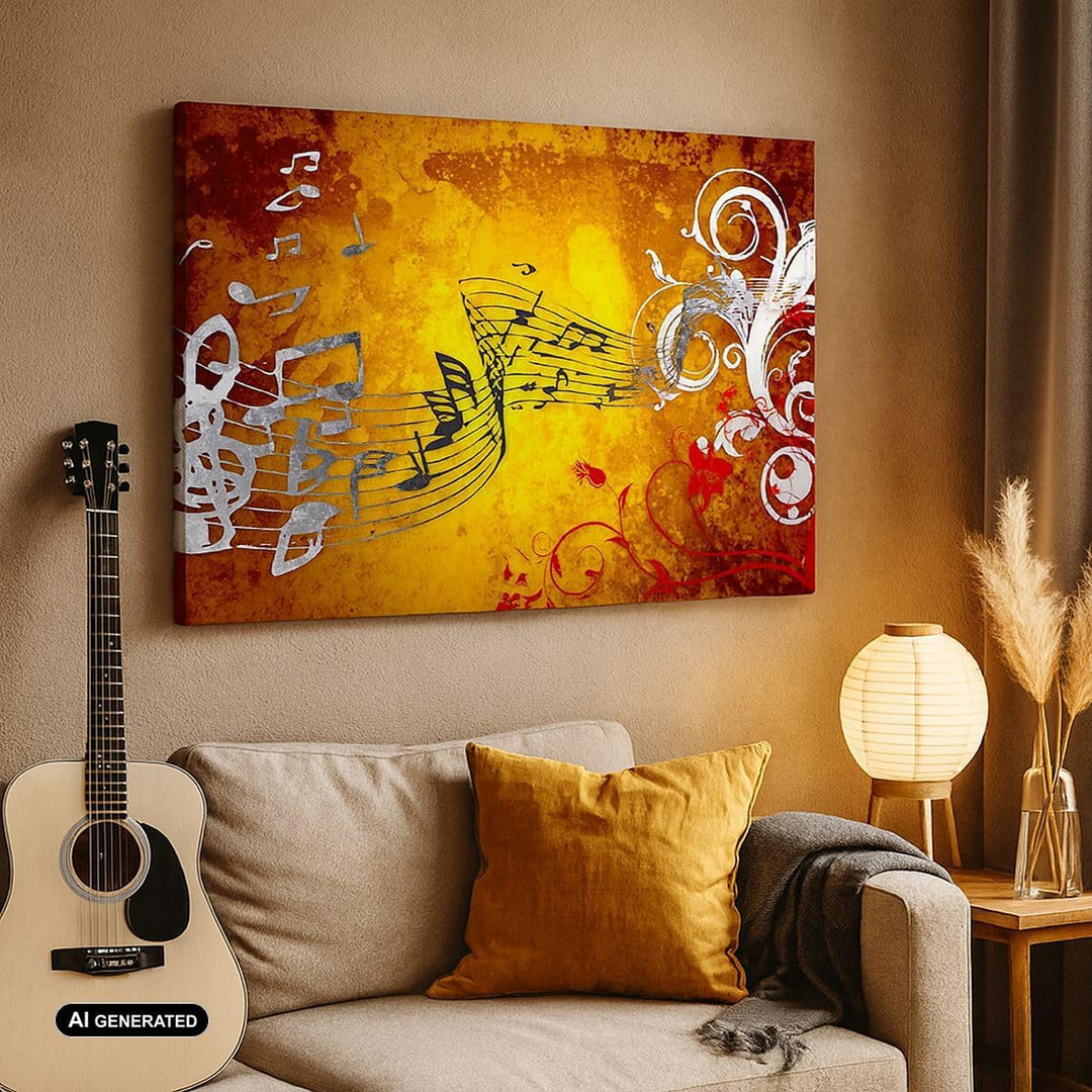Bilder auf Leinwand 100x70cm Leinwandbild Musik Konzert Spass Blume Gross Wanddeko Bild Schlafzimmer
