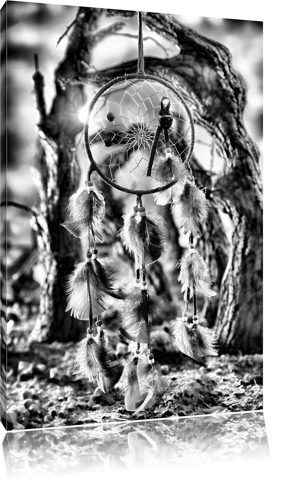 Monocrome, Dreamcatcher, Format: 100x70 auf Leinwand, XXL riesige Bilder fertig gerahmt mit Keilrahm