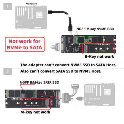 chenyang M.2 NGFF SATA SSD zu SATA ＆ M.2 NVME PCIE SSD zu SFF-8611 8612 OCULINK Adapter für Mainboar