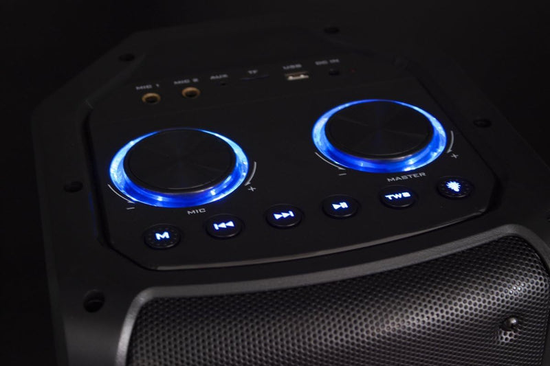 N-Gear LGP72 Let’s go Party Bluetooth Lautsprecher | Soundsystem mit Karaoke Mikrofon, Disco-LEDs, P