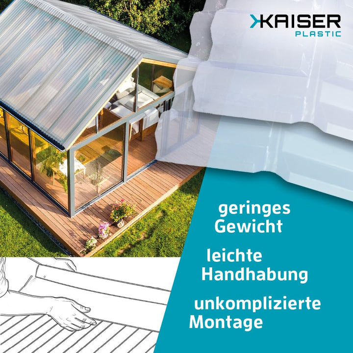 KAISER plastic® Firsthaube Klar | Wellplatten Dach Abdeckung, Welldach Kunststoff | Dachplatten wett
